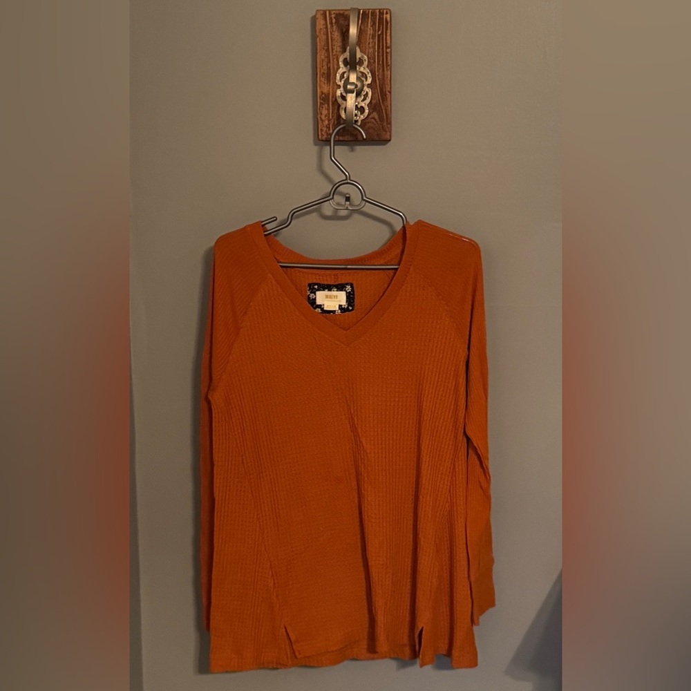 Maeve Orange Long Sleeve V-Neck